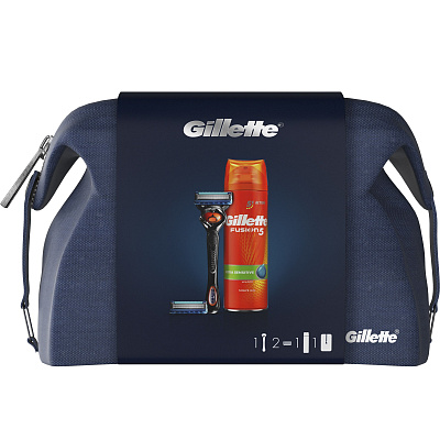 Набор для бритья Gillette Fusion ProGlide Flexball (гель для бритья для чувствительной кожи, 200 мл + станок + 2 кассеты)